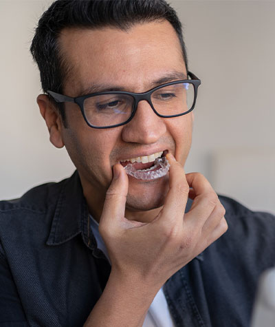 Patient with clear braces